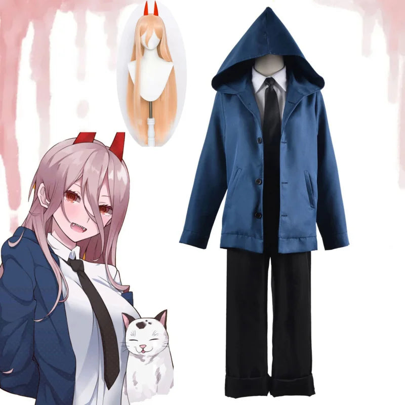 Chainsaw Man Power Cosplay Costume Outfits Blue Suit