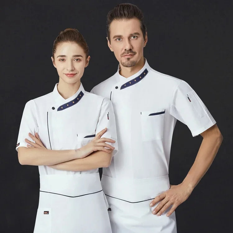 Chef Jacket Men Women Short Sleeve Restaurant Kitchen