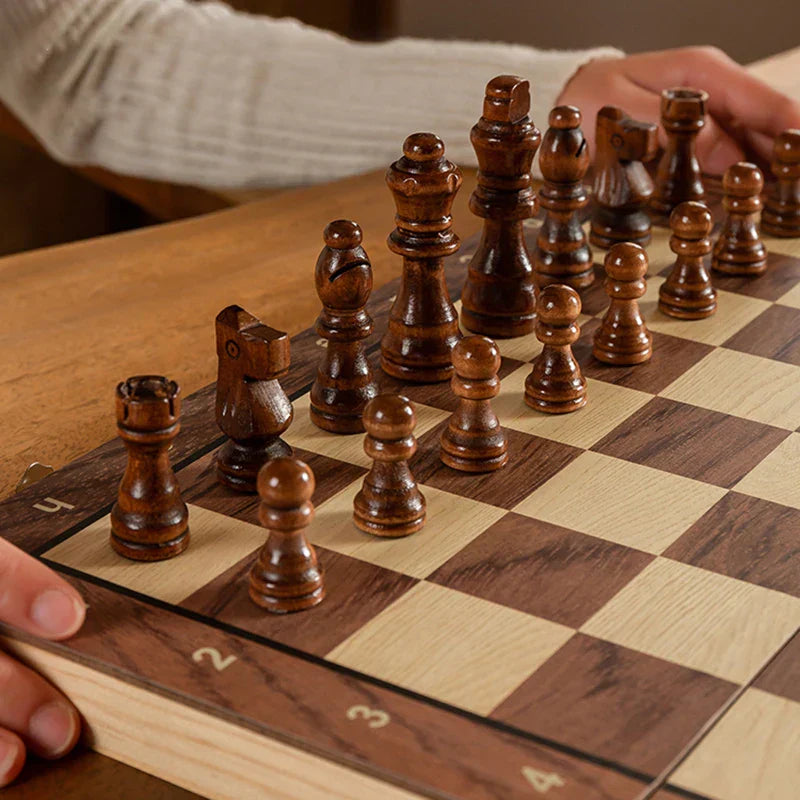Chess Set Magnetic Foldable Portable Solid Wood