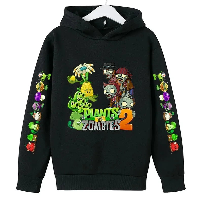 Children Autumn Winter Hooded Sweatshirt Pvz Plants Vs