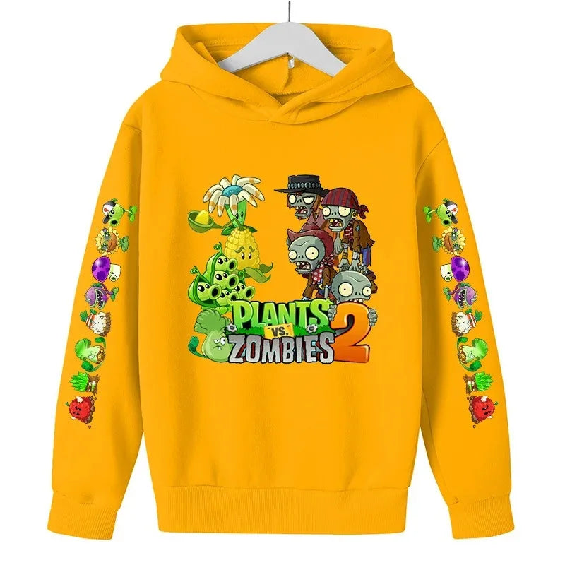 Children Autumn Winter Hooded Sweatshirt Pvz Plants Vs
