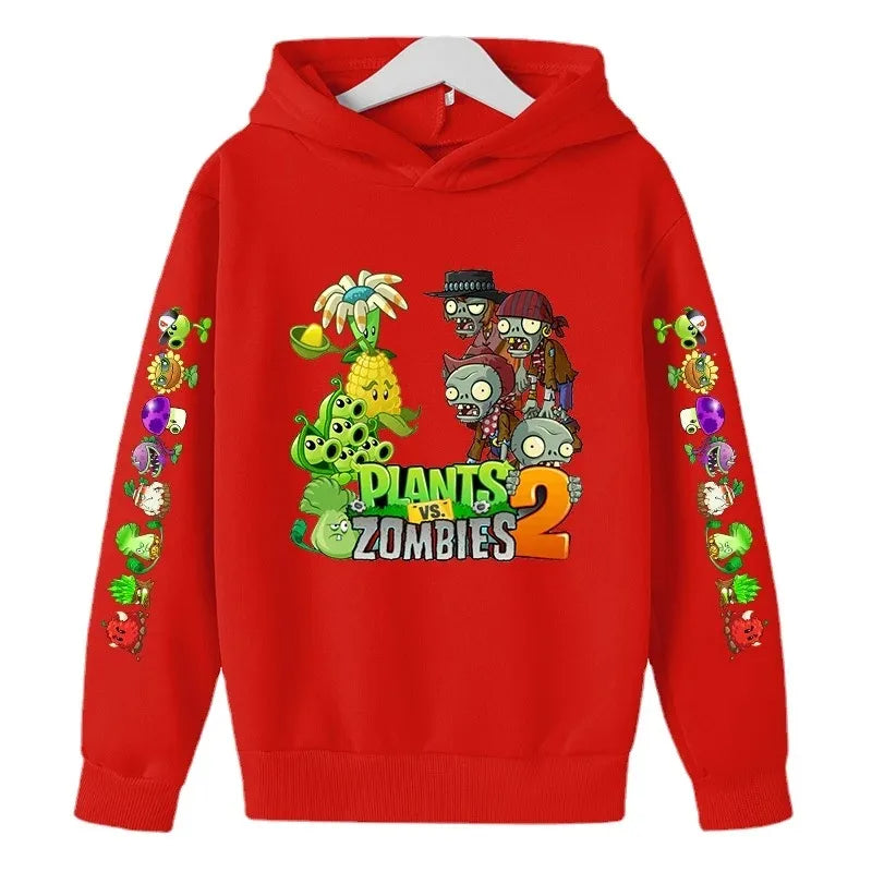 Children Autumn Winter Hooded Sweatshirt Pvz Plants Vs