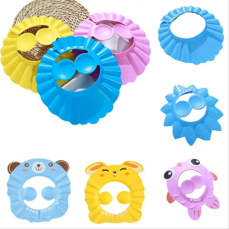 Children Baby Solid Color Ear Protection Shampoo Cap