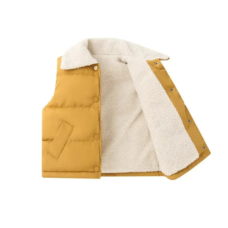 Children Cotton Vest Turn-down Collar Kids Winter Clothes