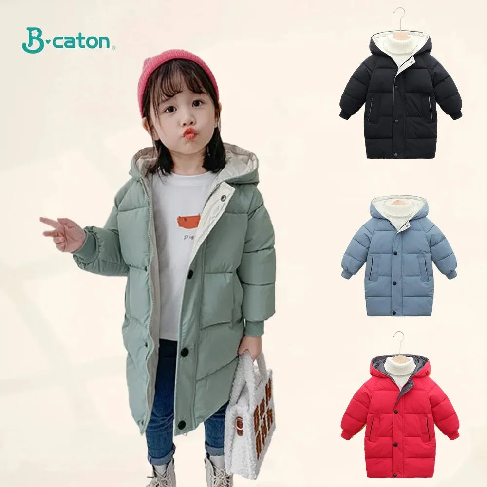 Children Down Coat Mid-length Long Sleeve Boys Girls