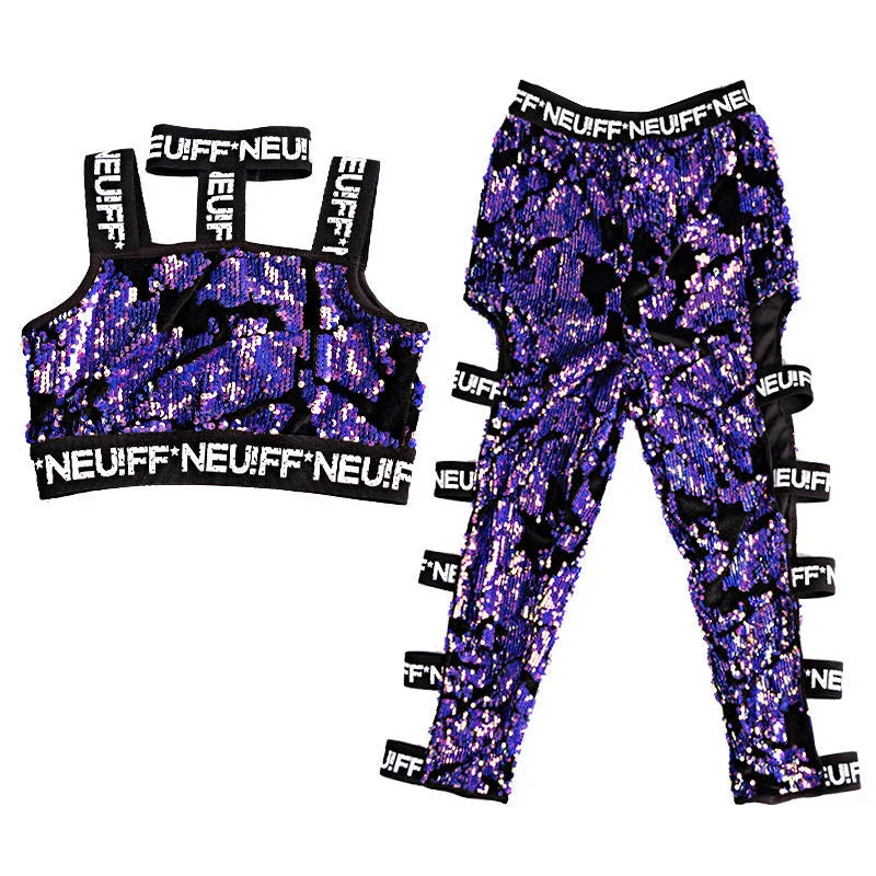 Children Jazz Dance Costumes Sequins Girls Street Dance