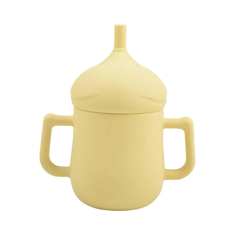 Children Silicone Feeding Cup Cartoon Drop-resistant Baby Straw