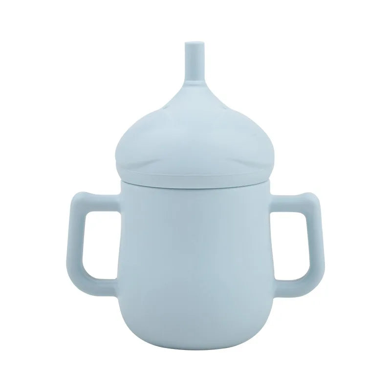 Children Silicone Feeding Cup Cartoon Drop-resistant Baby Straw