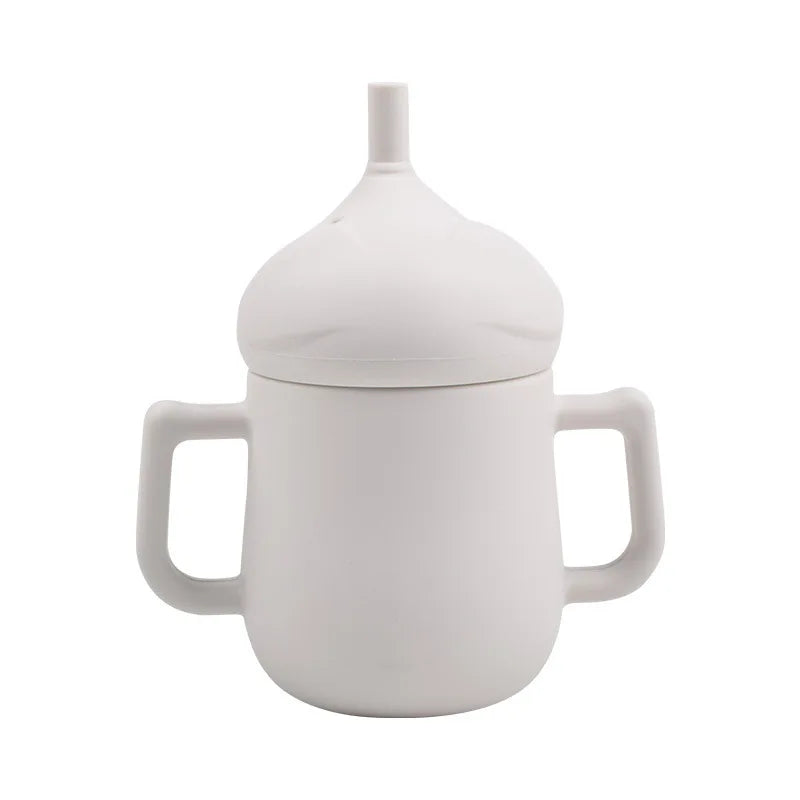 Children Silicone Feeding Cup Cartoon Drop-resistant Baby Straw