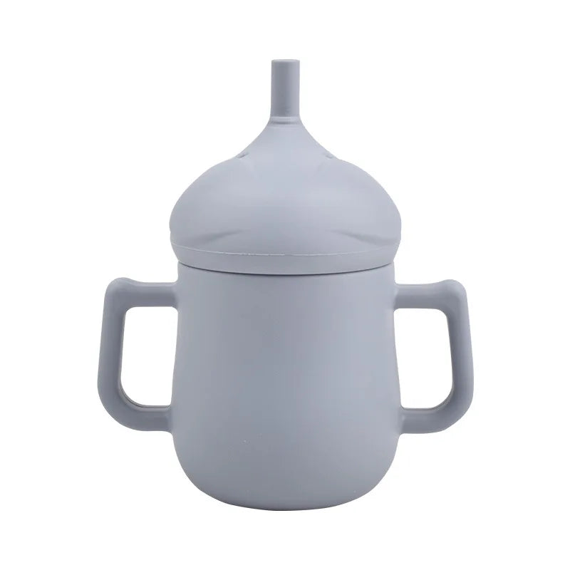 Children Silicone Feeding Cup Cartoon Drop-resistant Baby Straw