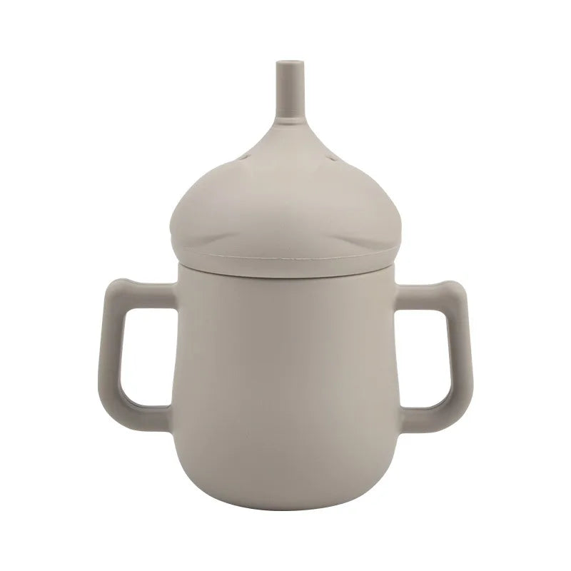 Children Silicone Feeding Cup Cartoon Drop-resistant Baby Straw