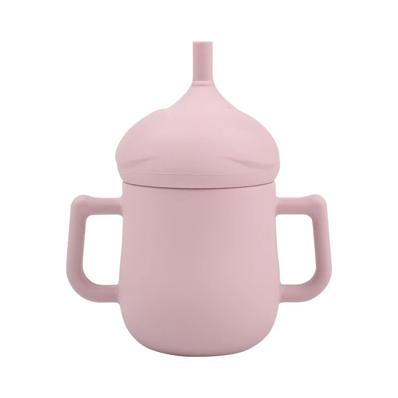 Children Silicone Feeding Cup Cartoon Drop-resistant Baby Straw