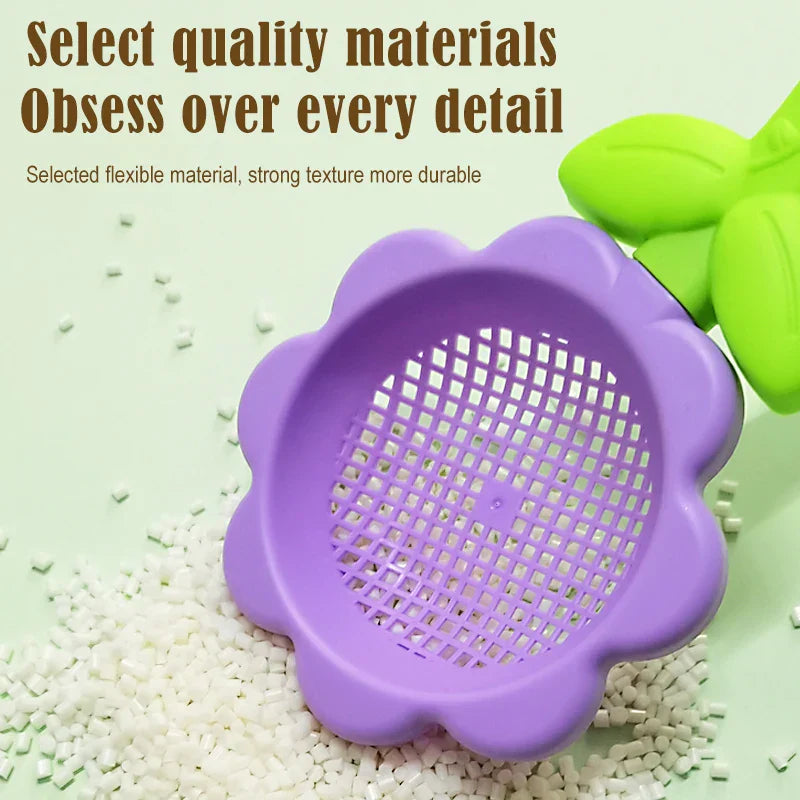 Children's beach toys, playing sand, digging an hourglass,