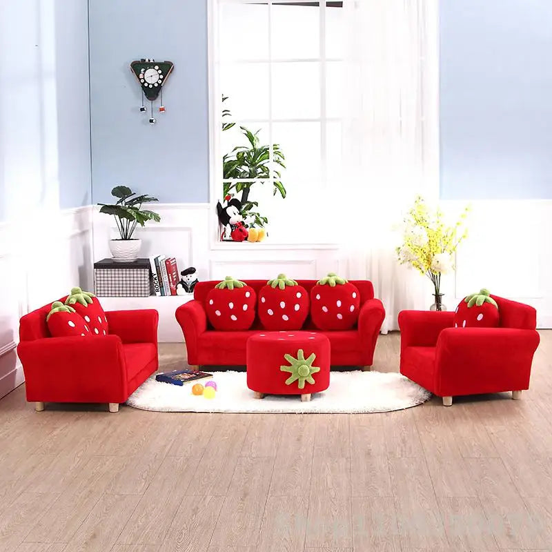 Children's sofa cute cartoon fabric strawberry sofa modern