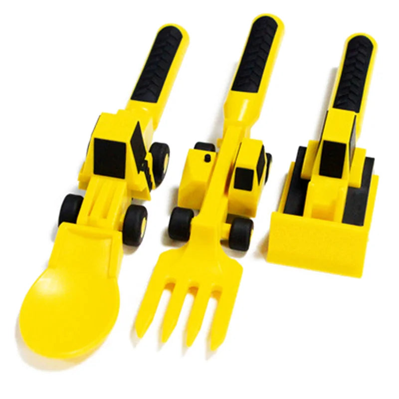 Childrens Cutlery Set Food Utensils For Kids Bulldozer