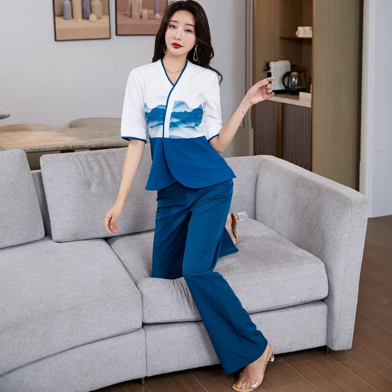 China style Beauty Salon Spa Work Clothes for