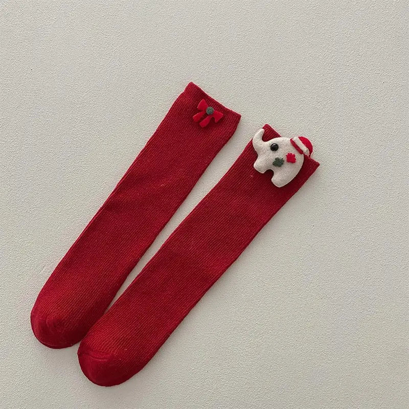 Christmas Kids Socks Winter Warm Knitted Cotton Knee