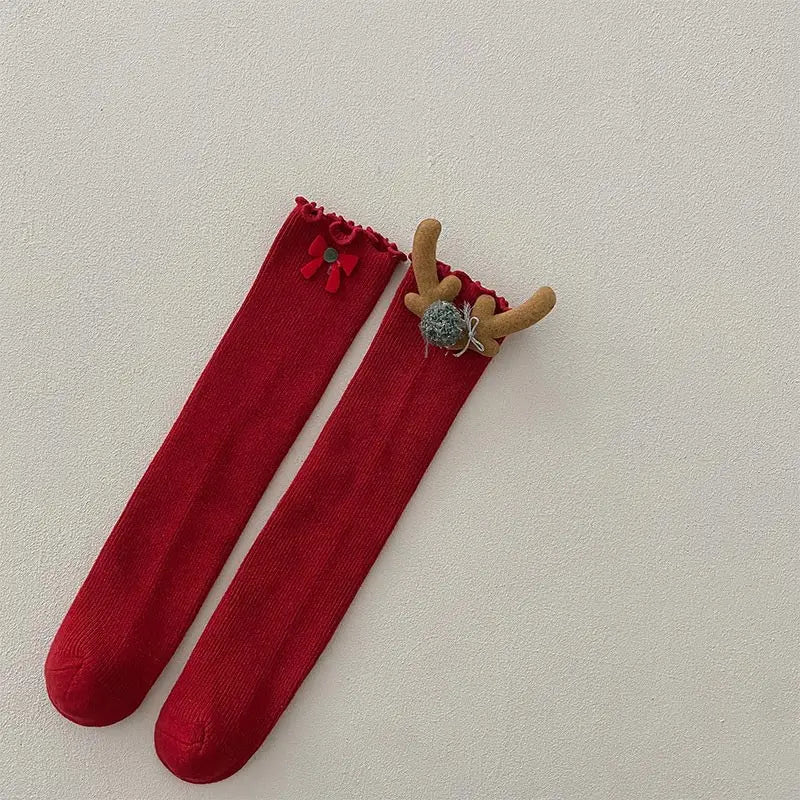 Christmas Kids Socks Winter Warm Knitted Cotton Knee