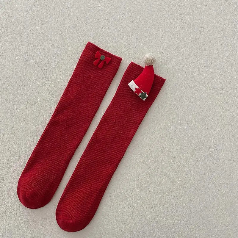 Christmas Kids Socks Winter Warm Knitted Cotton Knee