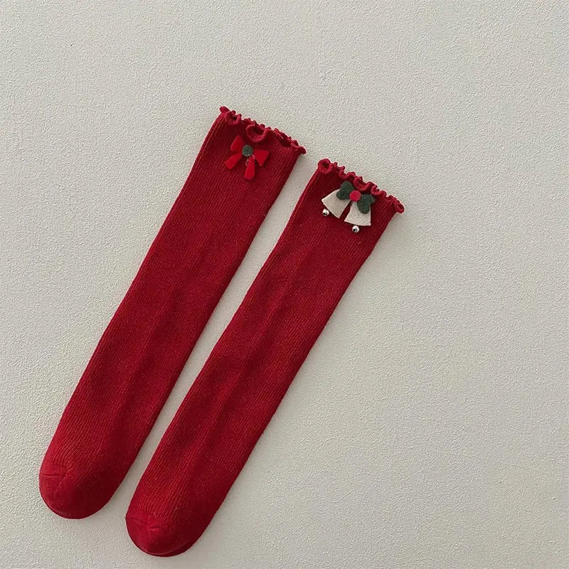 Christmas Kids Socks Winter Warm Knitted Cotton Knee