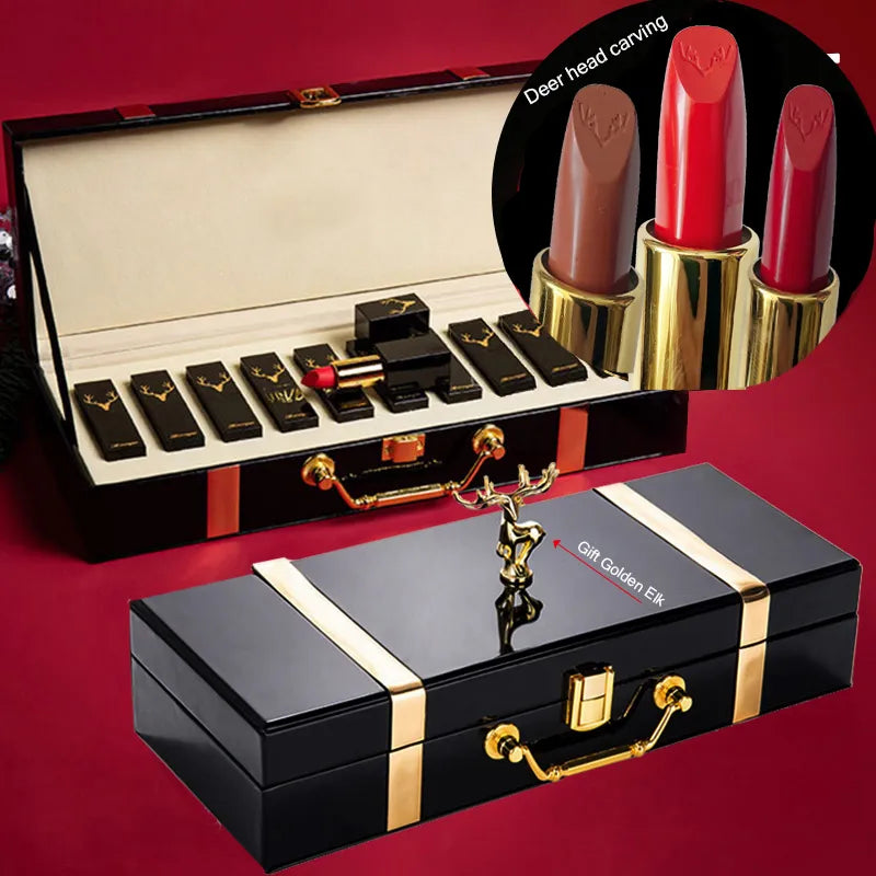 Christmas Lipstick Set Wooden Box Lip Gloss Collection