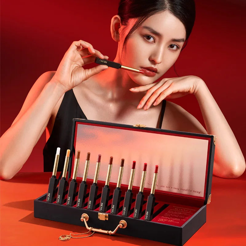 Christmas Lipstick Set Wooden Box Lip Gloss Collection