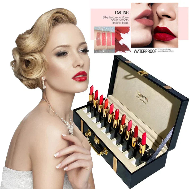 Christmas Lipstick Set Wooden Box Lip Gloss Collection