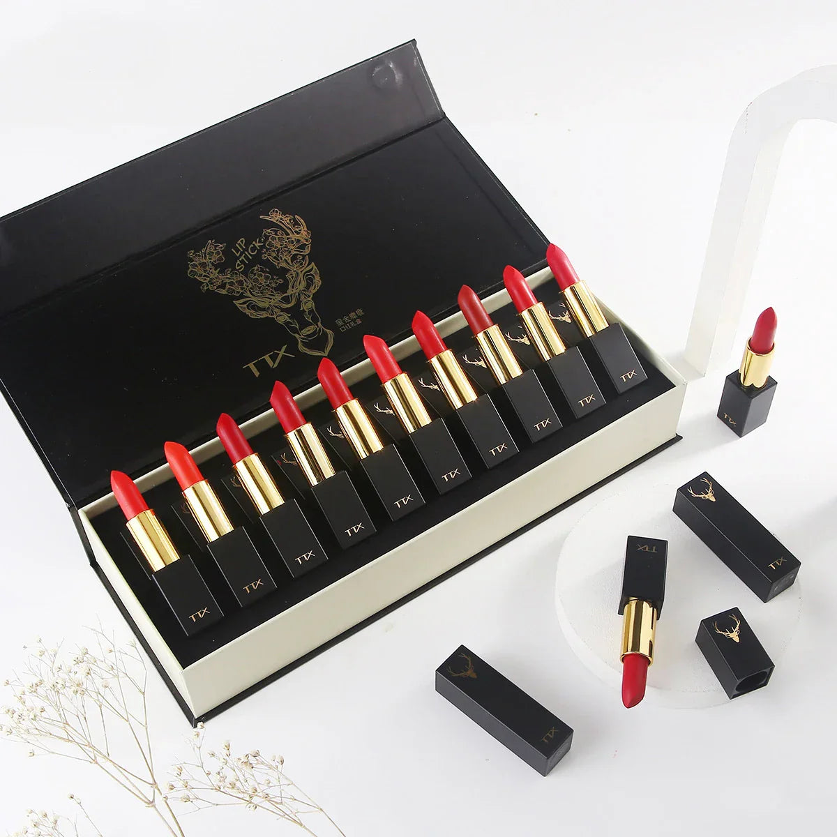 Christmas Lipstick Set Wooden Box Lip Gloss Collection