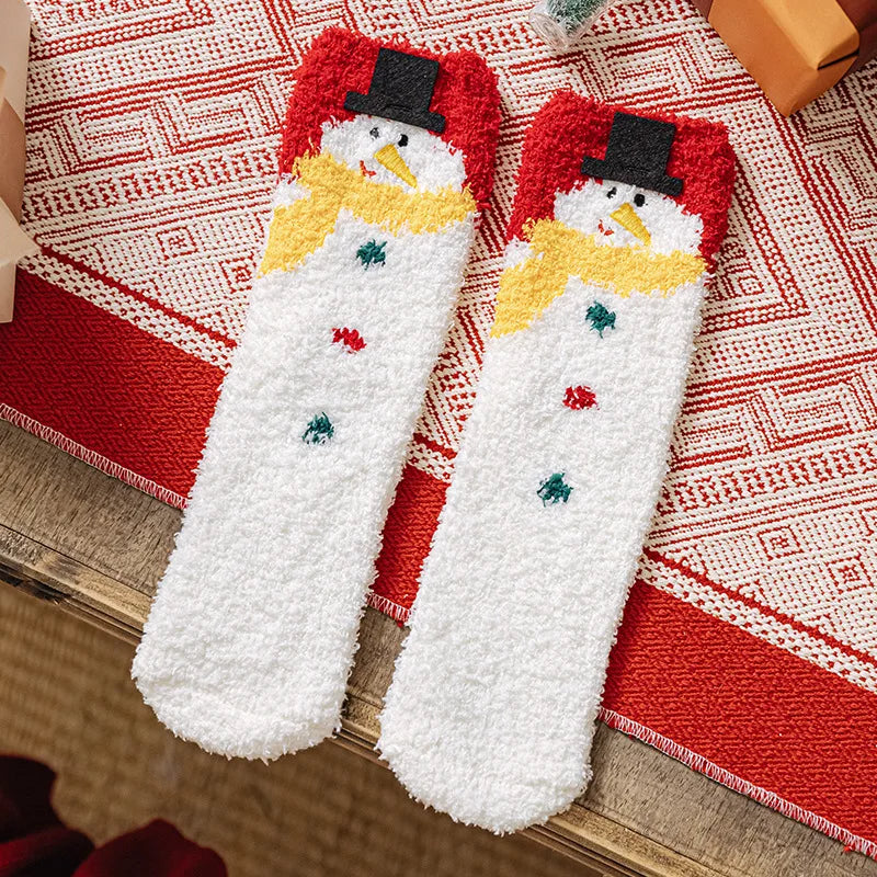 Christmas New Year Terry Sock Coral Children's Fleece