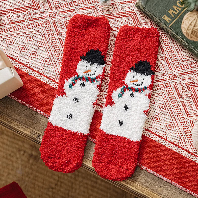 Christmas New Year Terry Sock Coral Children's Fleece