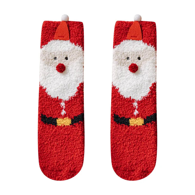Christmas New Year Terry Sock Coral Children's Fleece