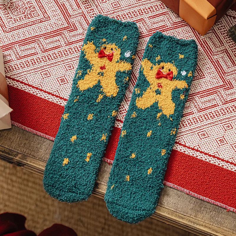 Christmas New Year Terry Sock Coral Children's Fleece