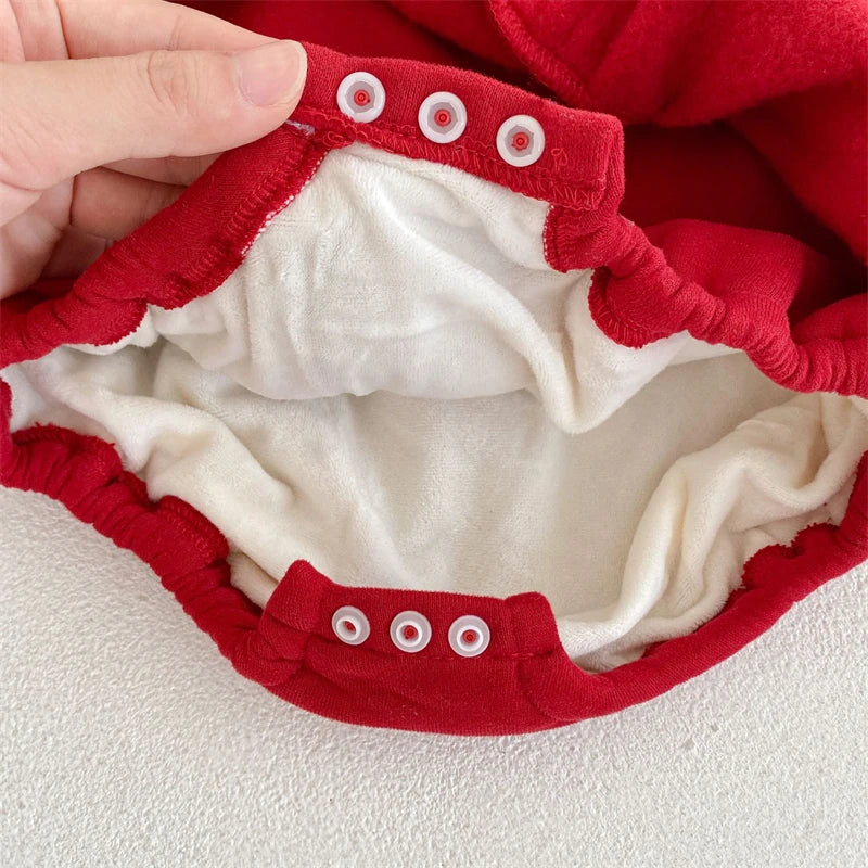 Christmas Red Newborn Baby Girl Bodysuits Dress Autumn