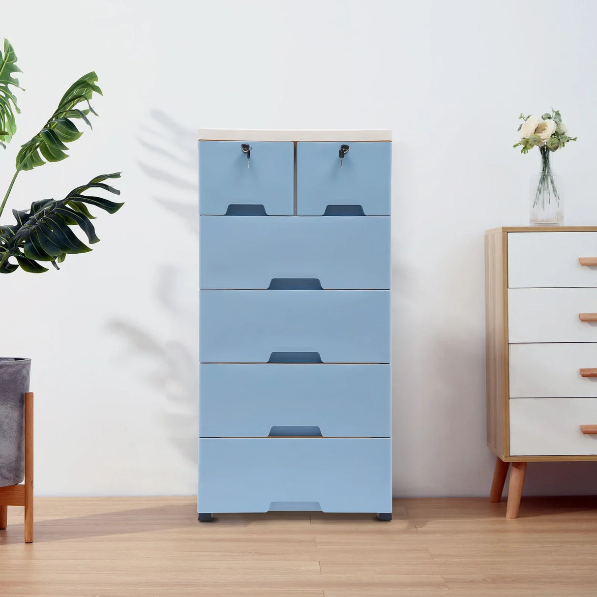 Classic 6 Drawer Plastic Dresser Storage Tower Closet Organizer Unit Home Office Bedroom(Self-assembly required)