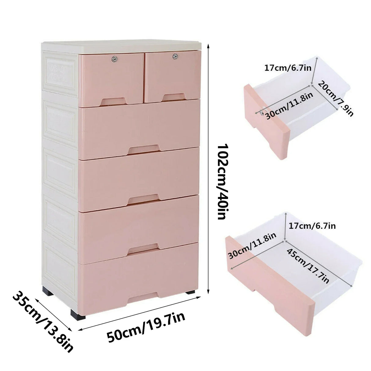 Classic 6 Drawer Plastic Dresser Storage Tower Closet Organizer Unit Home Office Bedroom(Self-assembly required)