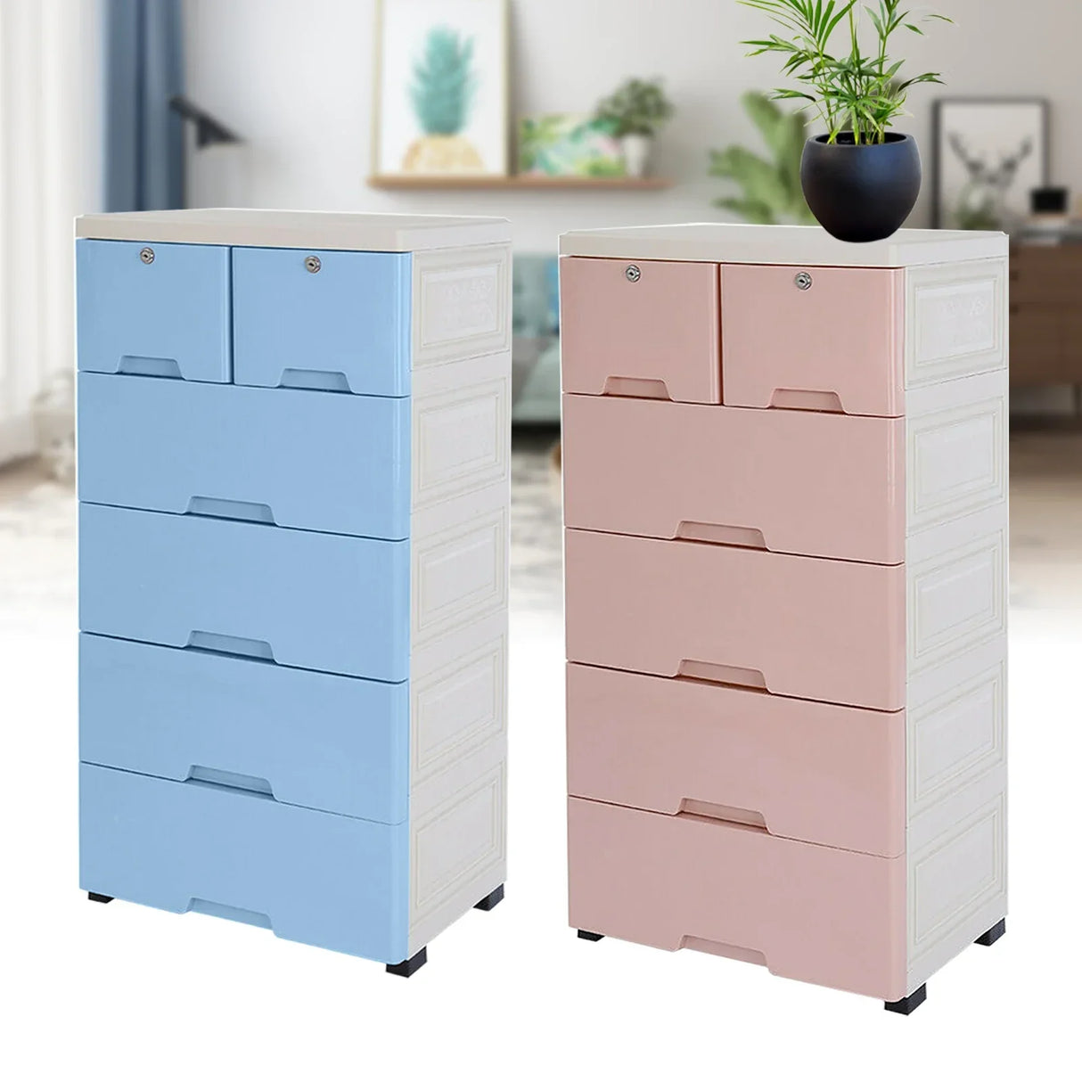 Classic 6 Drawer Plastic Dresser Storage Tower Closet Organizer Unit Home Office Bedroom(Self-assembly required)
