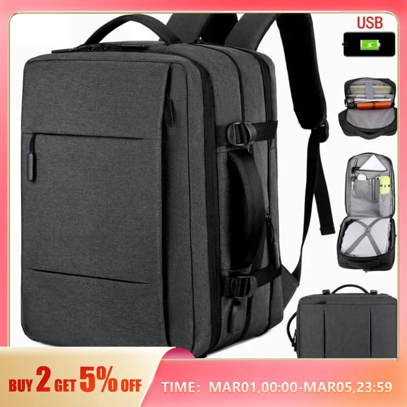 Classic Travel Backpack Men Business Backpack School Expandable