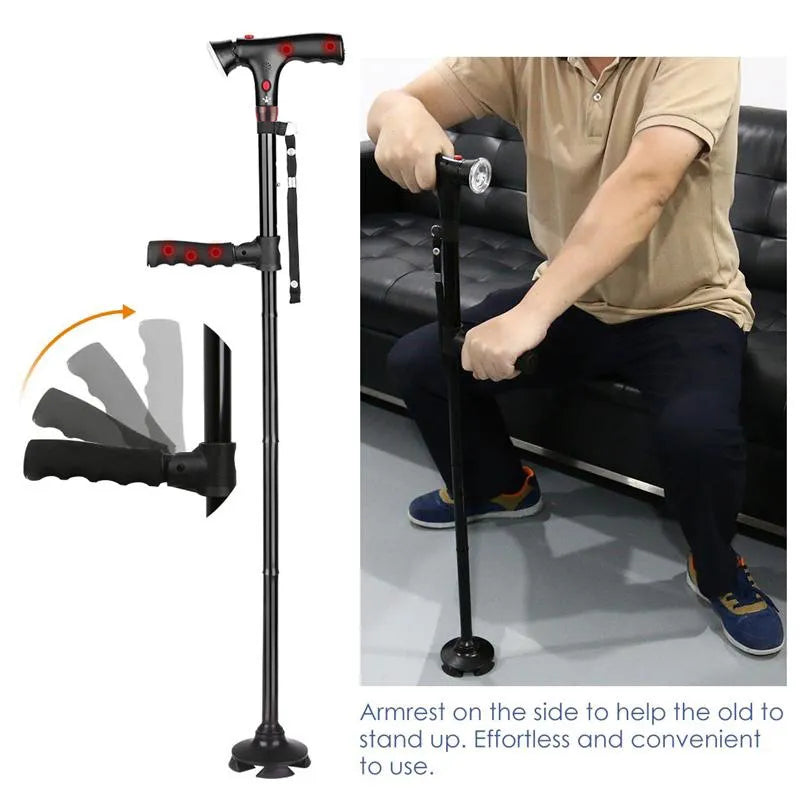Collapsible Telescopic Folding Cane Elder Cane LED Walking