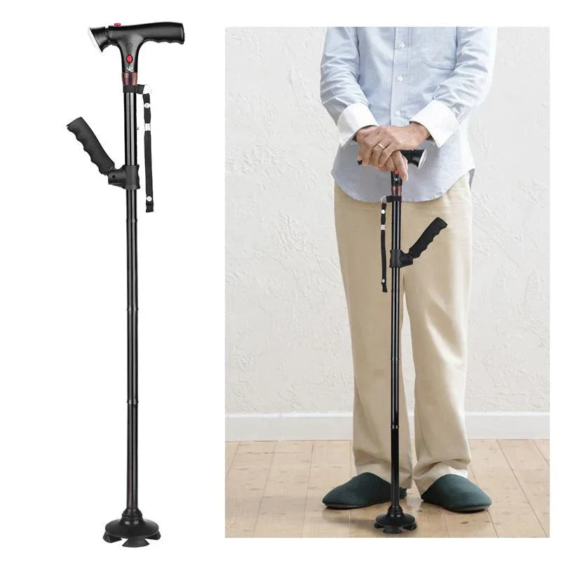 Collapsible Telescopic Folding Cane Elder Cane LED Walking