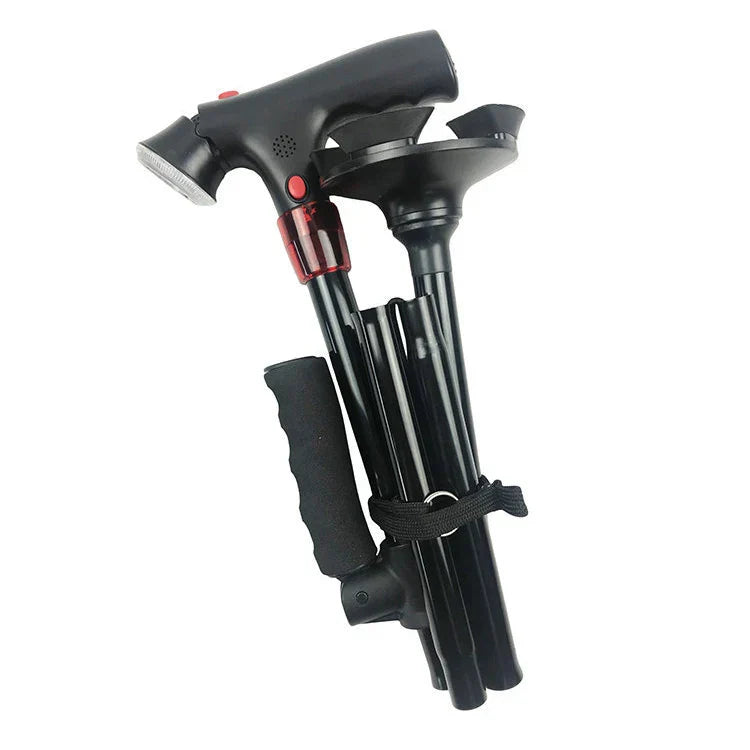 Collapsible Telescopic Folding Cane Elder Cane LED Walking