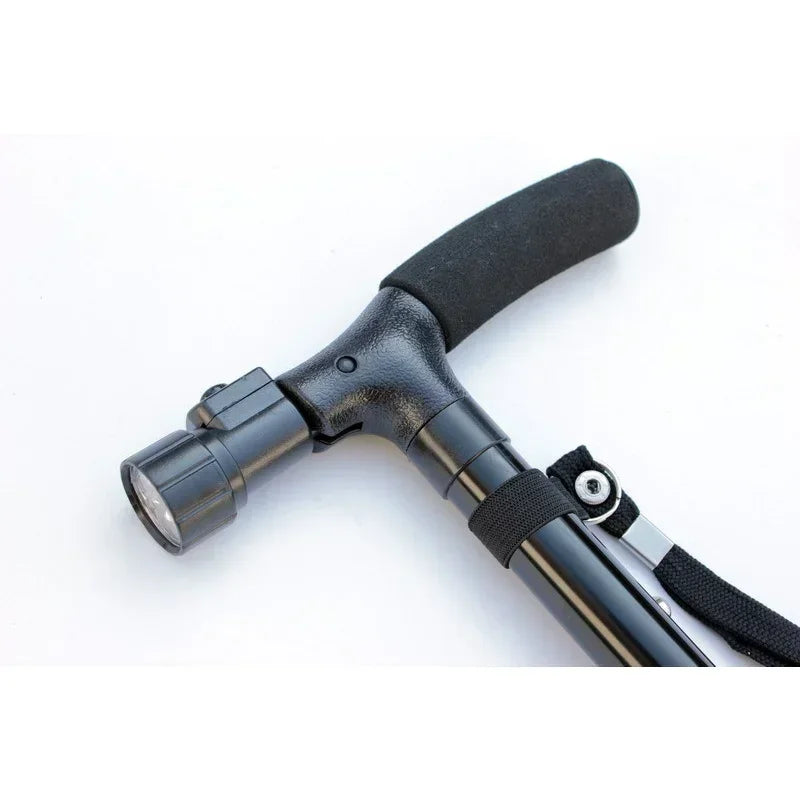 Collapsible Telescopic Folding Elder Cane LED Walking Trusty