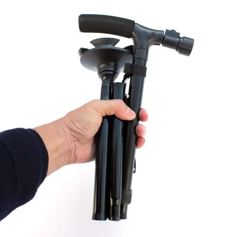 Collapsible Telescopic Folding Elder Cane LED Walking Trusty