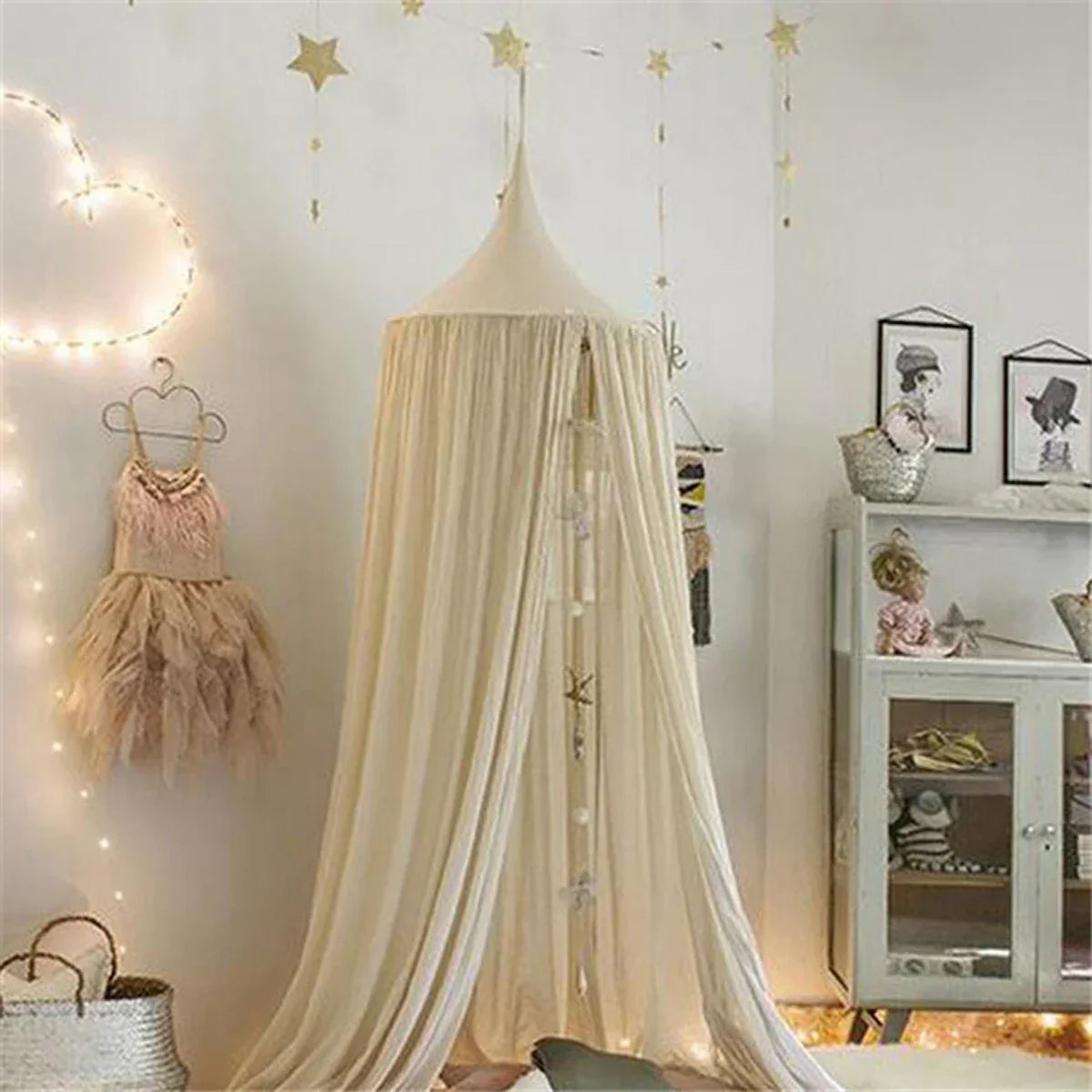 Cotton Certificated Fabric Kids Baldachin Handmade Bed Curtain
