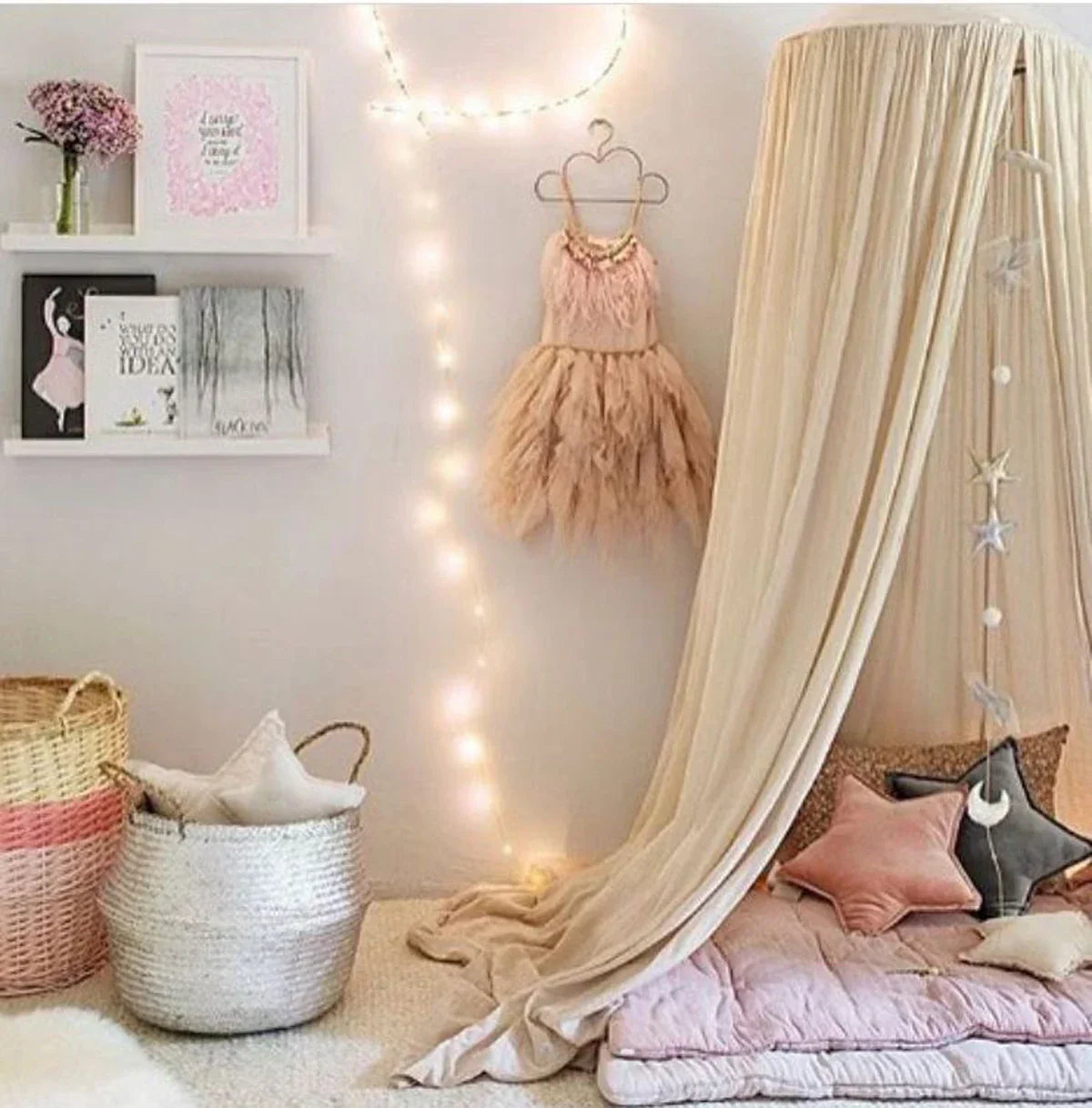 Cotton Certificated Fabric Kids Baldachin Handmade Bed Curtain