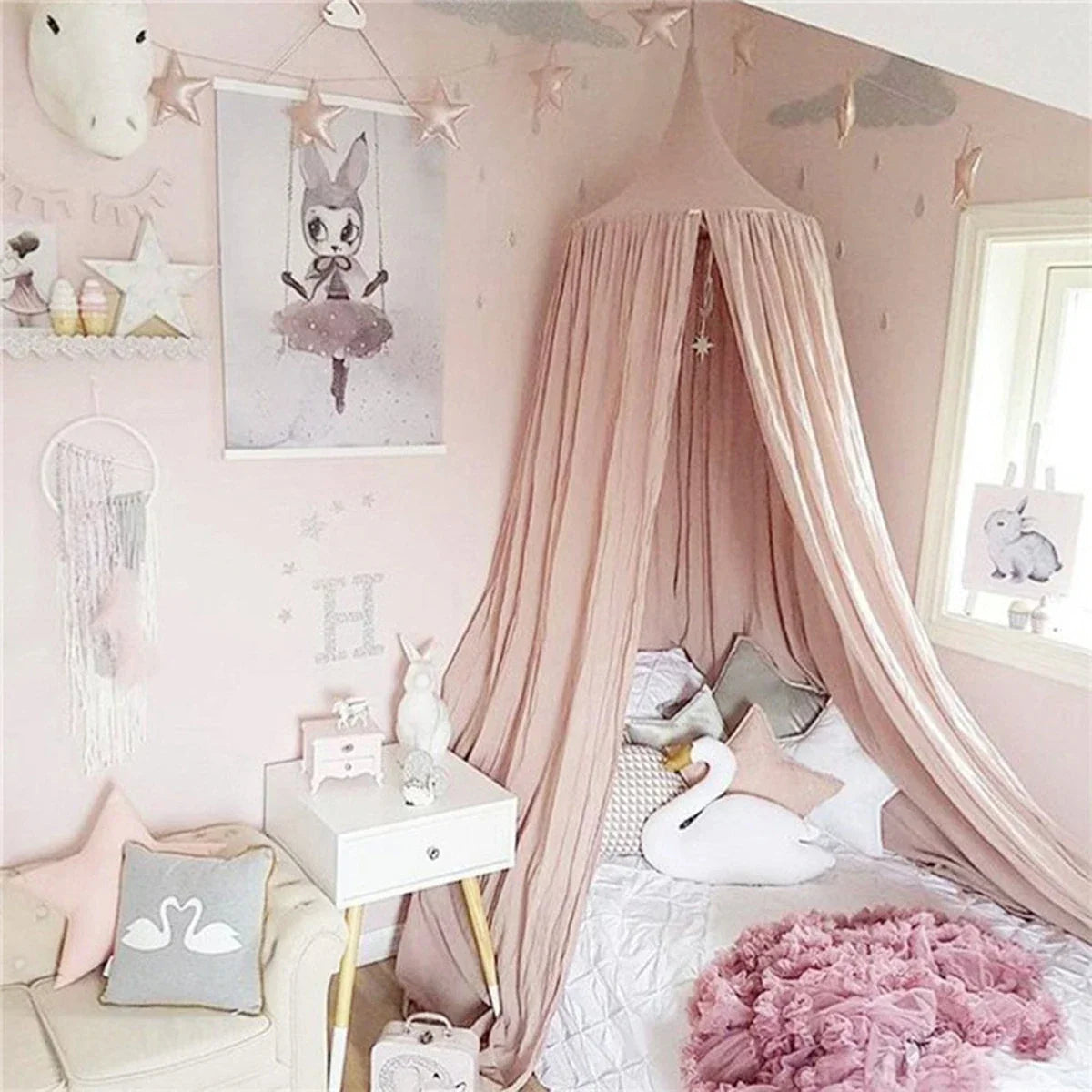 Cotton Certificated Fabric Kids Baldachin Handmade Bed Curtain