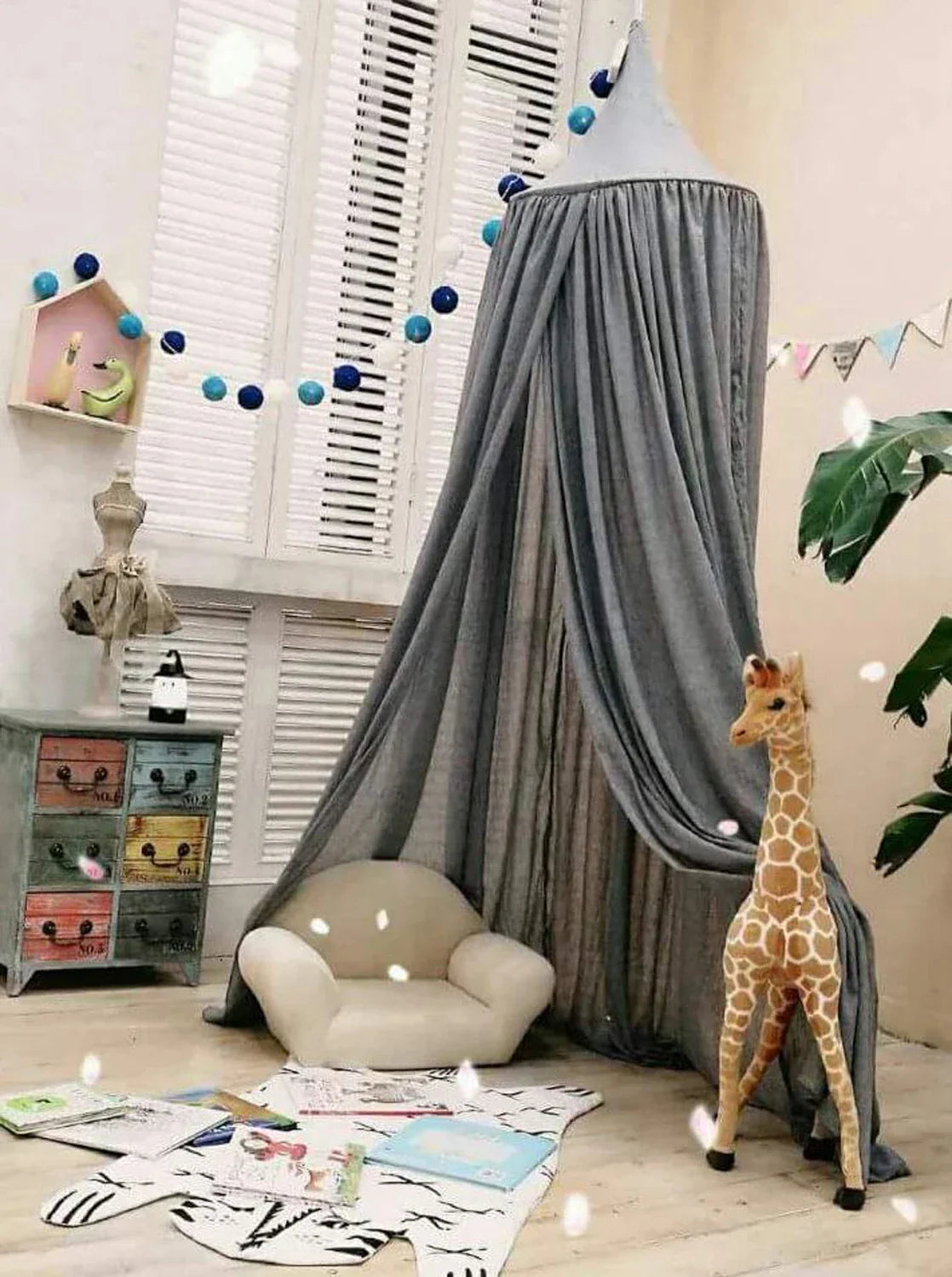 Cotton Certificated Fabric Kids Baldachin Handmade Bed Curtain