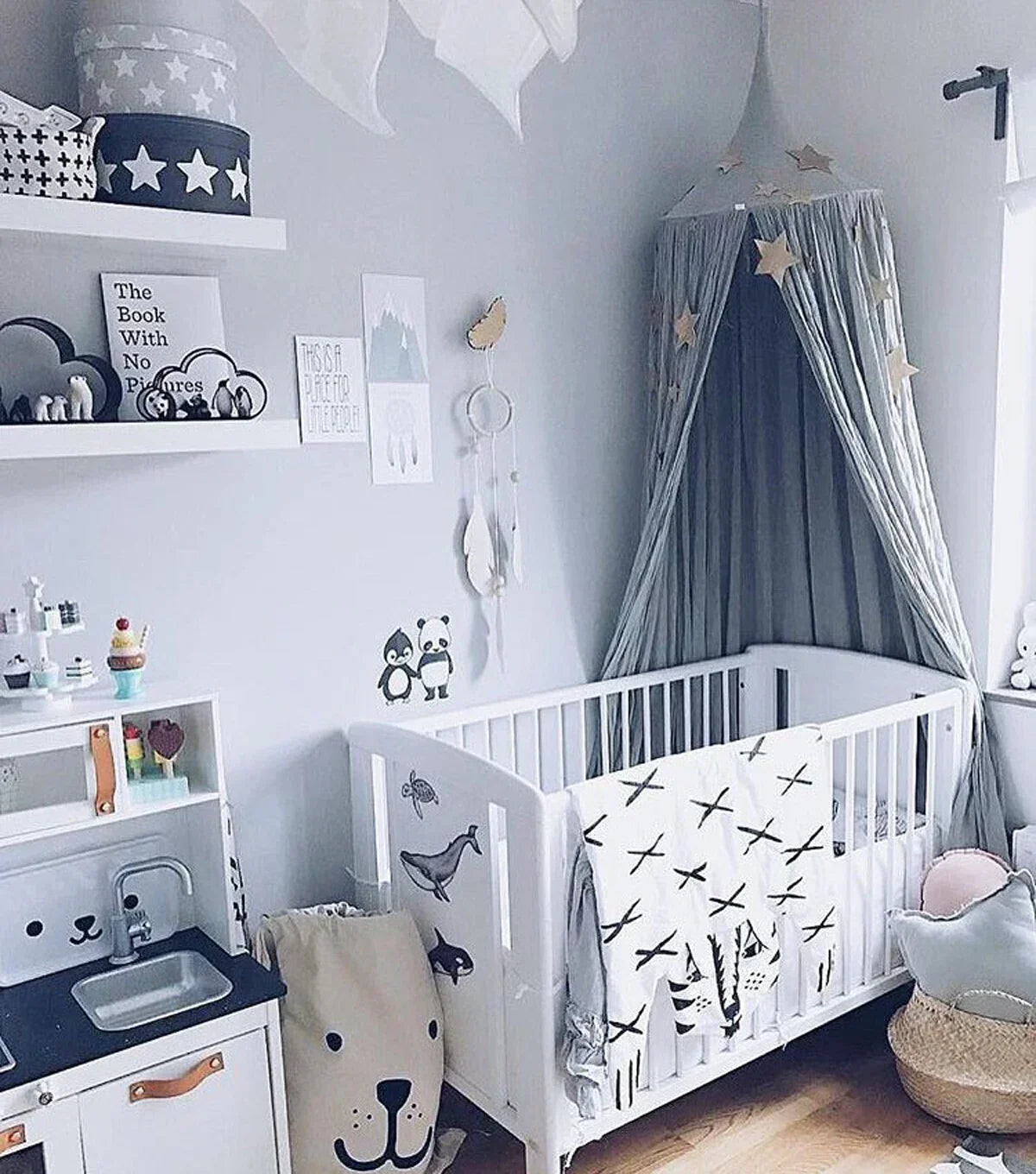 Cotton Certificated Fabric Kids Baldachin Handmade Bed Curtain