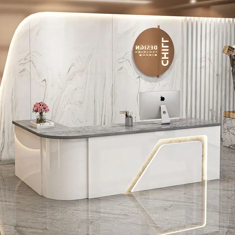 Counter Table Bar Reception Desk Tall Marble Office