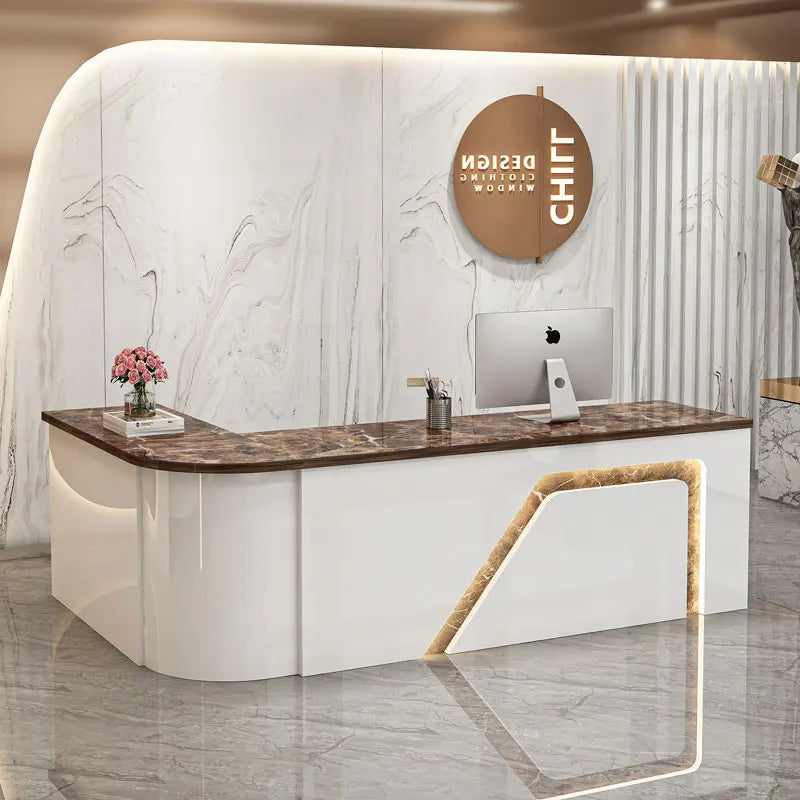 Counter Table Bar Reception Desk Tall Marble Office