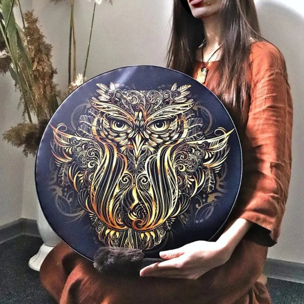 Creative Owl Shaman Drum with Drum Stick Siberian
